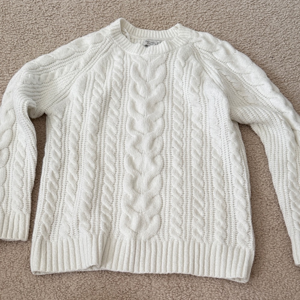 Rachel Zoe White Cable Knit Sweater
